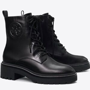 Tory Burch Miller Lug Sole Classic Combat Leather Boots